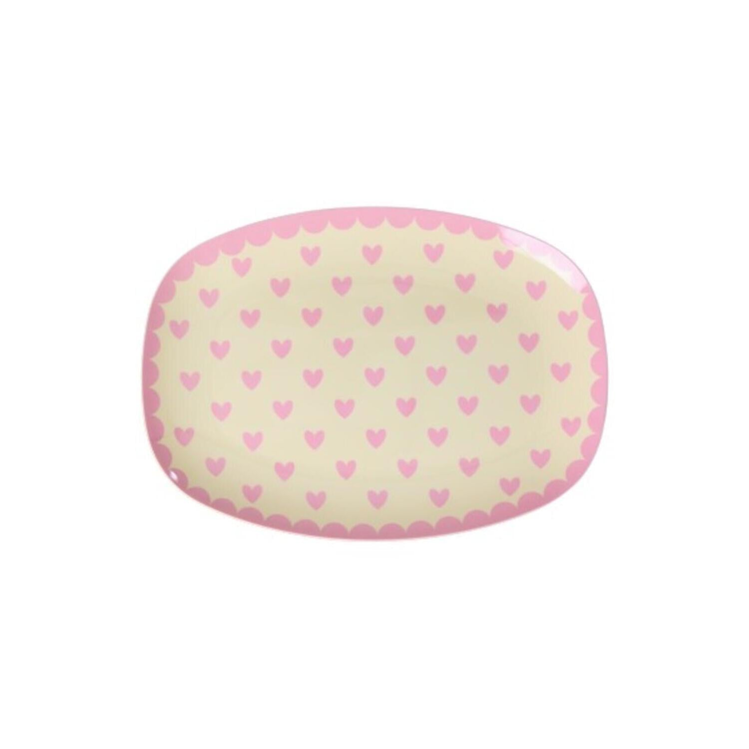 Melamin Platte rechteckig "Favorite Hearts" - S (Dark Pink) Rice