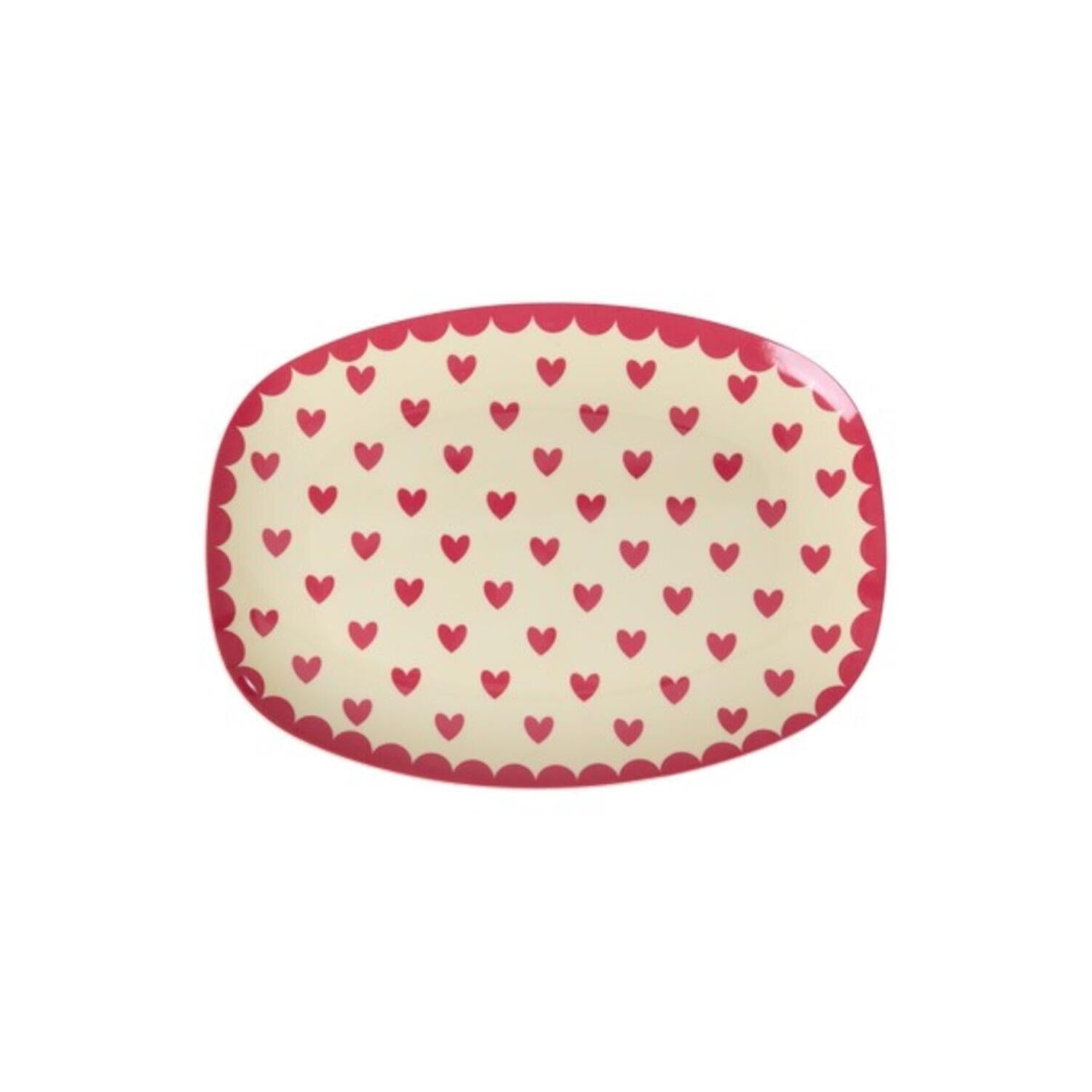 Melamin Platte rechteckig "Favorite Hearts" - S (Red Kiss) Rice