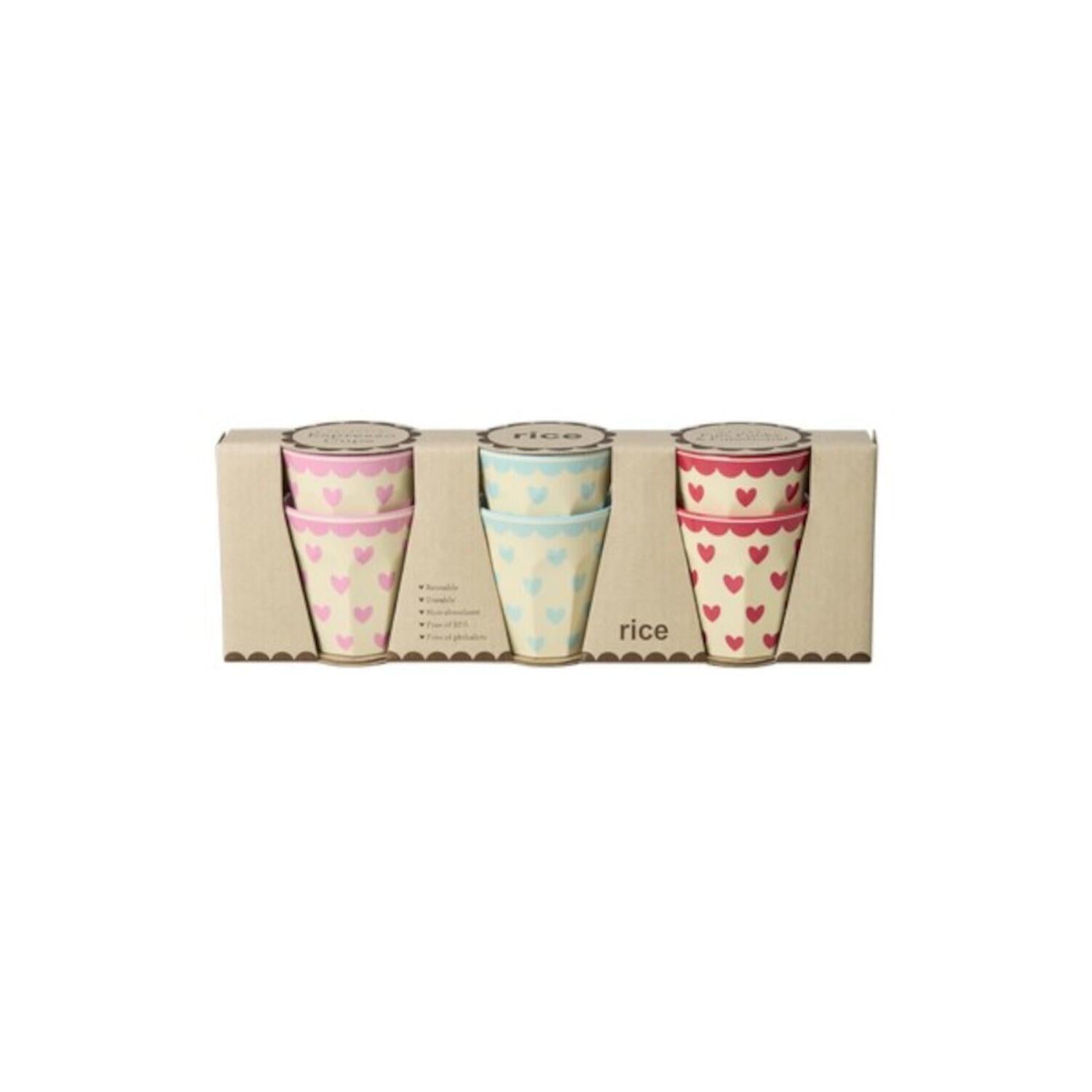 Melamin Becher "Favorite Hearts" im 6er-Set - 250 ml (Bunt) Rice