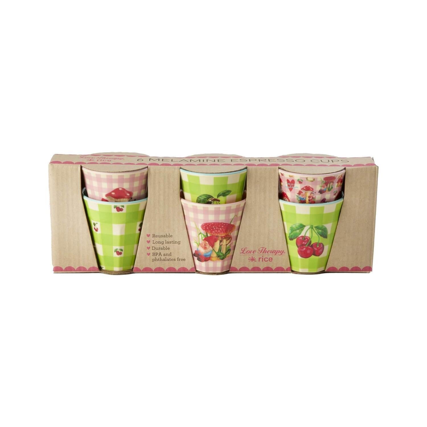 Melamin Espressobecher "Love Therapy" im 6er-Set - 80 ml (Bunt)