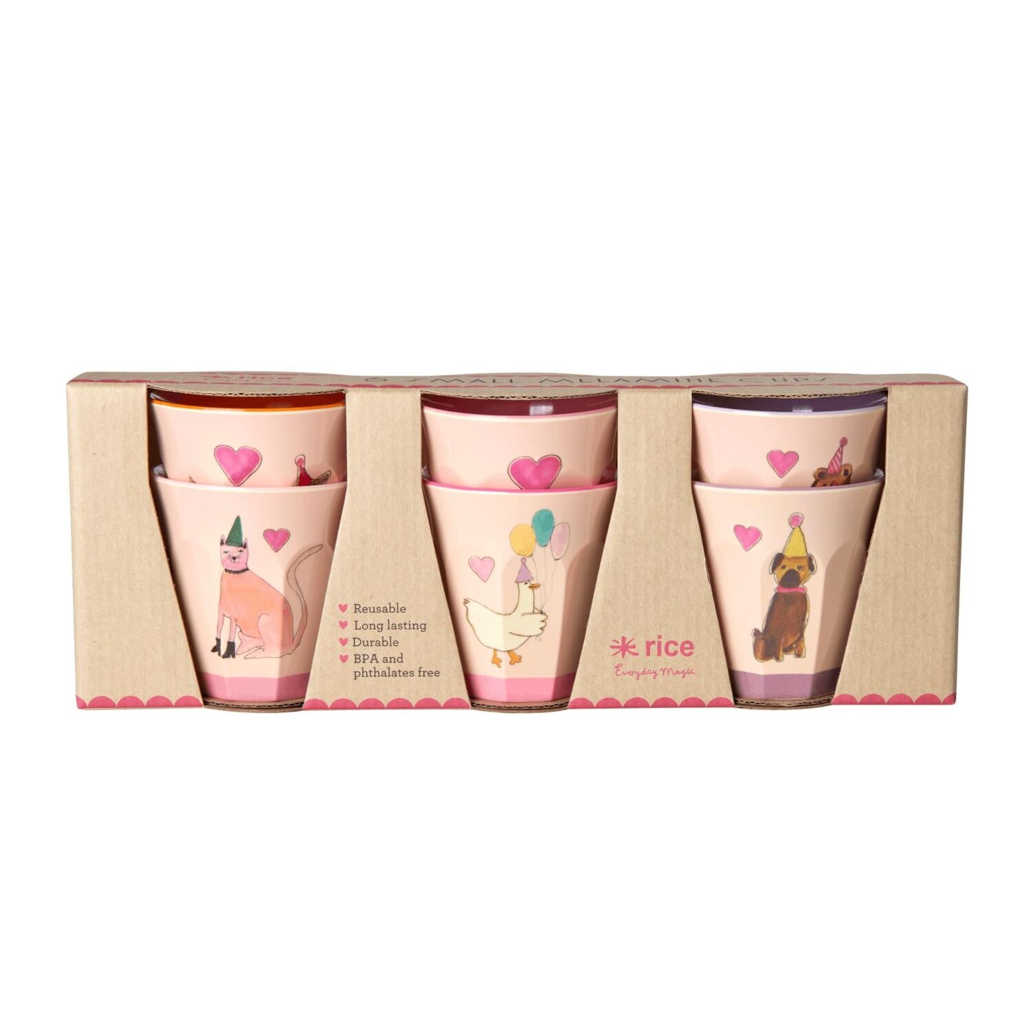 Melamin Becher im 6er-Set "Animals" in Geschenkbox - S (Lavendel)