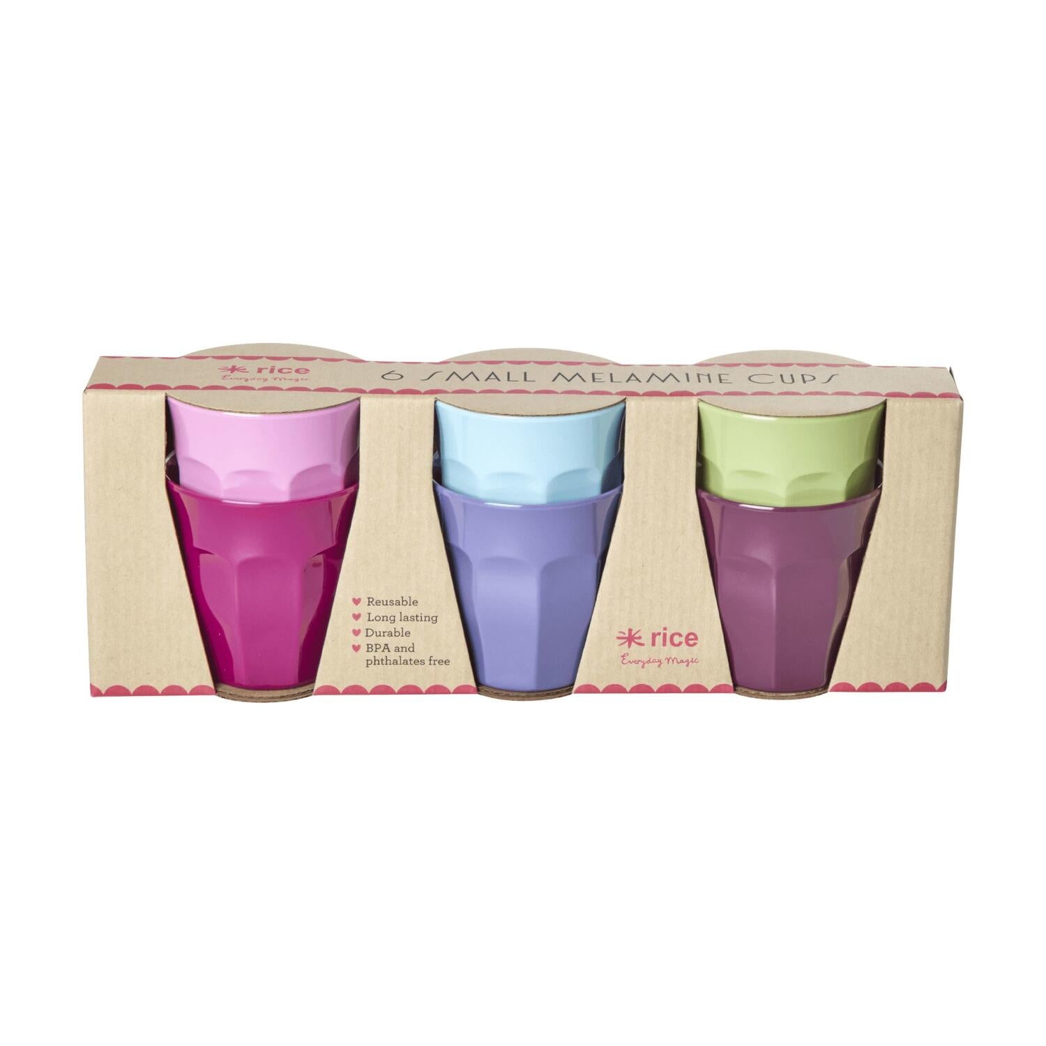 Melamin Becher im 6er-Set in Geschenkbox - S (Bunt) Rice
