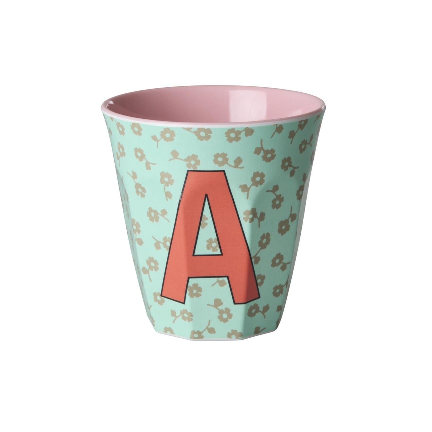 Melamin Becher "Buchstabe A - Flowers" - M (Bunt)