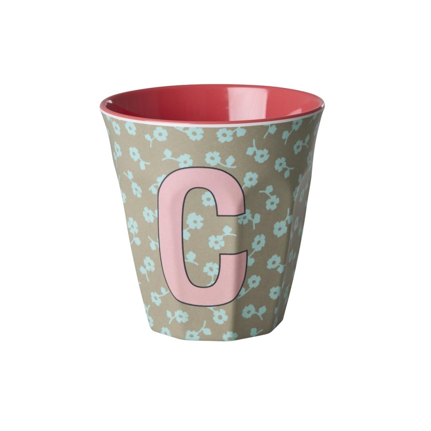 Melamin Becher "Buchstabe C - Flowers" - M (Bunt)