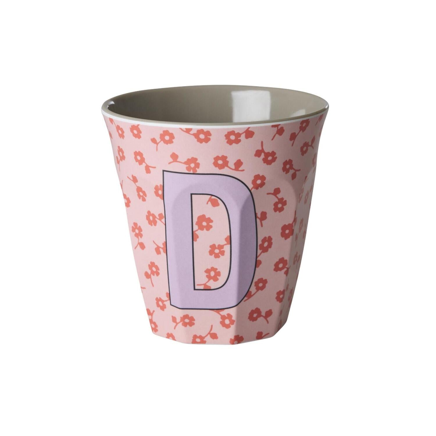 Melamin Becher "Buchstabe D - Flowers" - M (Bunt)