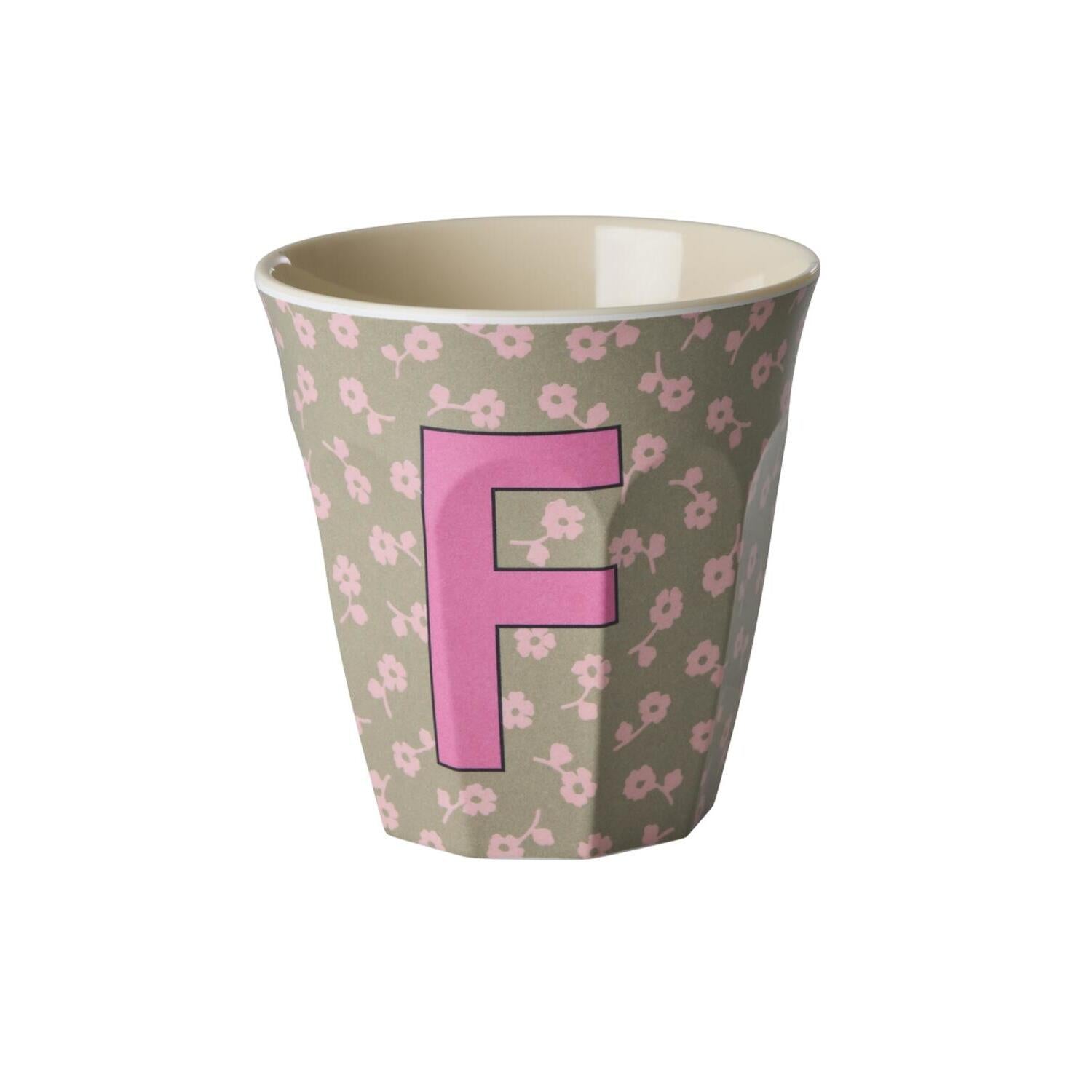 Melamin Becher "Buchstabe F - Flowers" - M (Bunt)