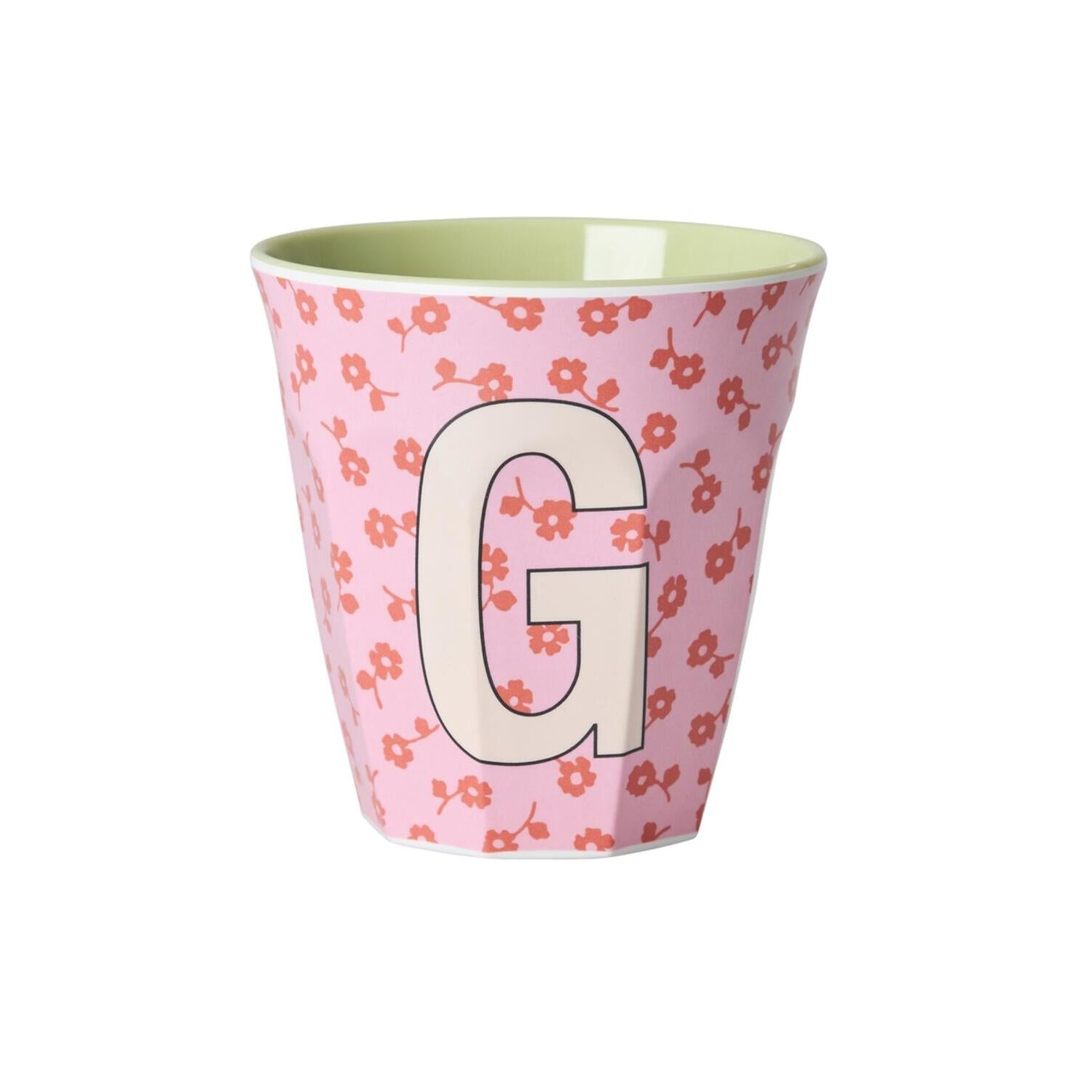 Melamin Becher "Buchstabe G - Flowers" - M (Bunt)