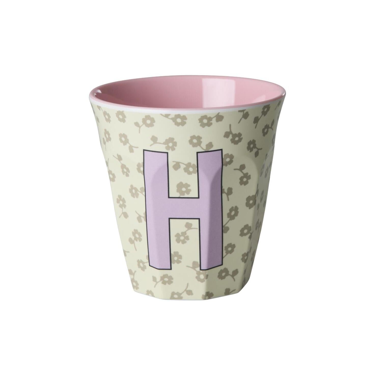 Melamin Becher "Buchstabe H - Flowers" - M (Bunt)
