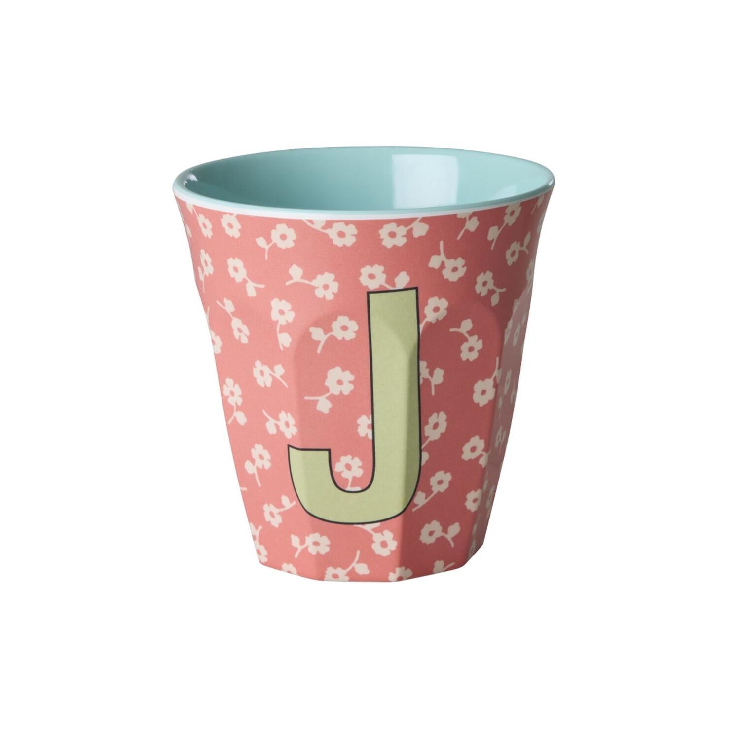 Melamin Becher "Buchstabe J - Flowers" - M (Bunt)