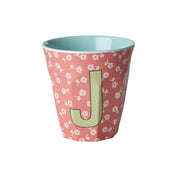Melamin Becher "Buchstabe J - Flowers" - M (Bunt)