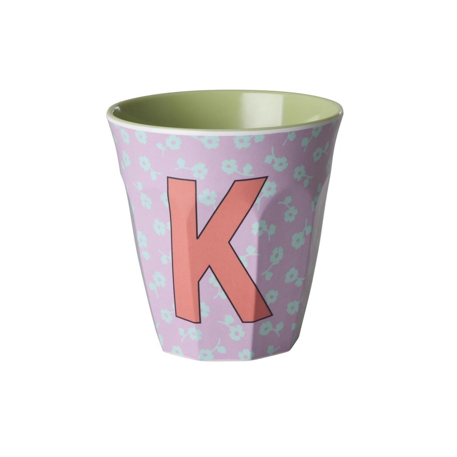 Melamin Becher "Buchstabe K - Flowers" - M (Bunt)