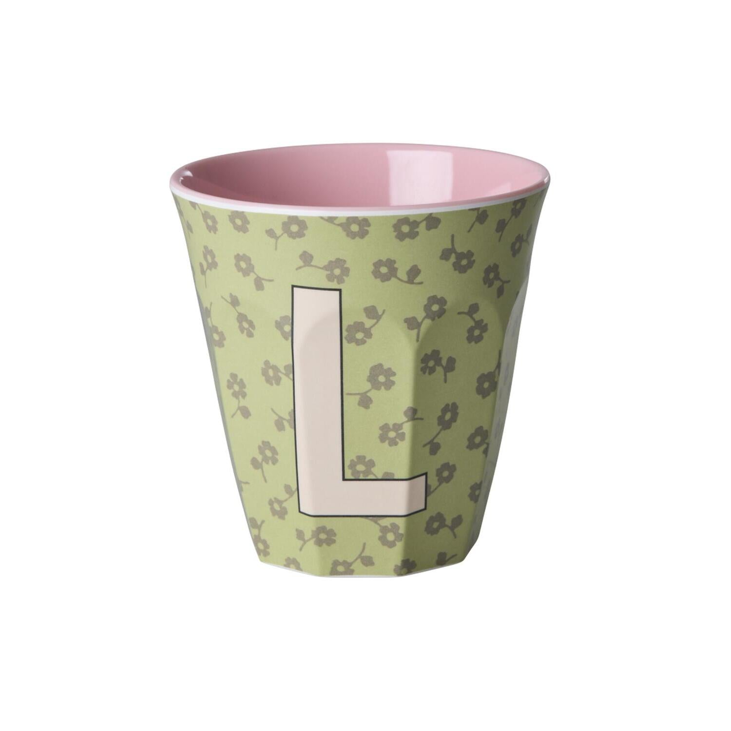Melamin Becher "Buchstabe L - Flowers" - M (Bunt)