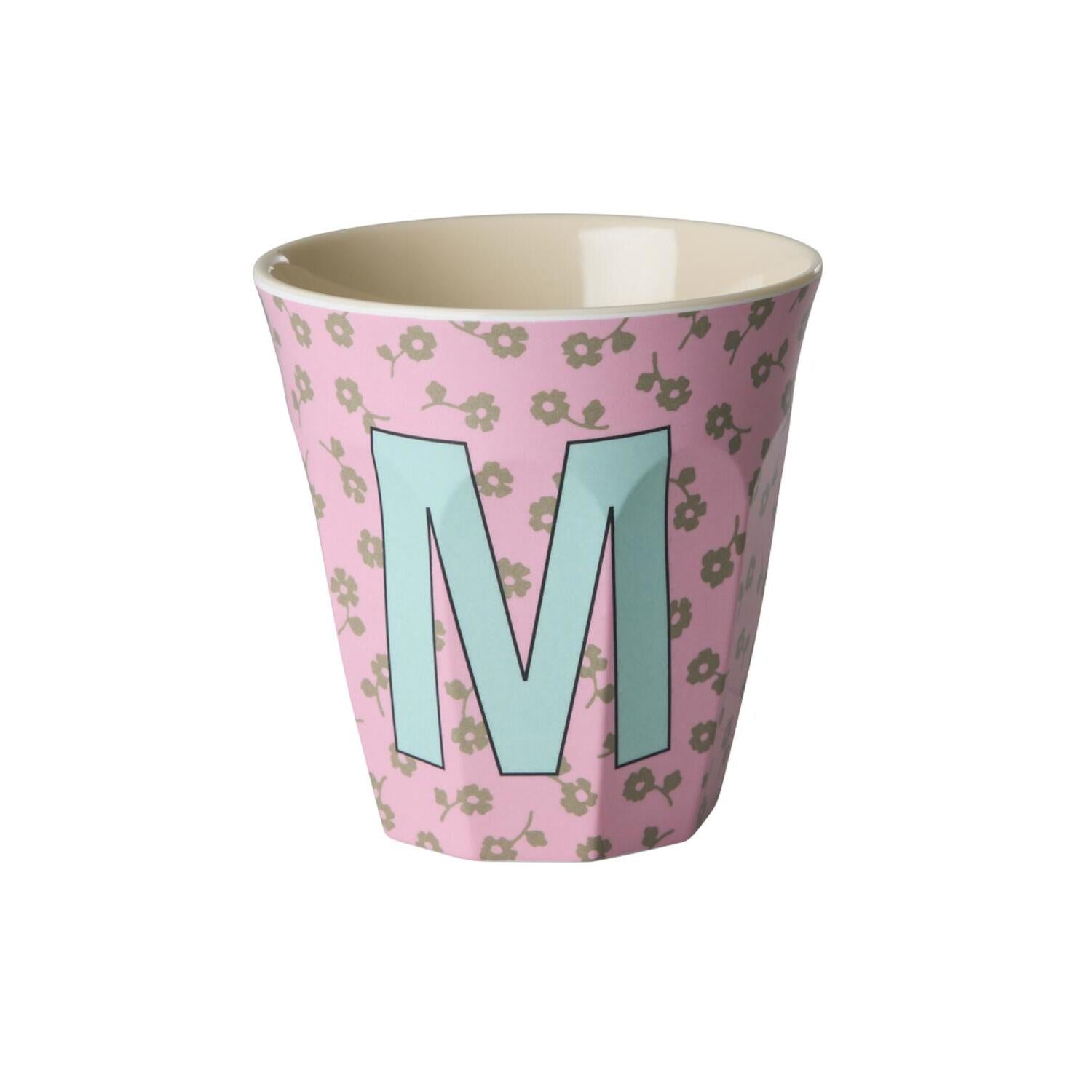 Melamin Becher "Buchstabe M - Flowers" - M (Bunt)