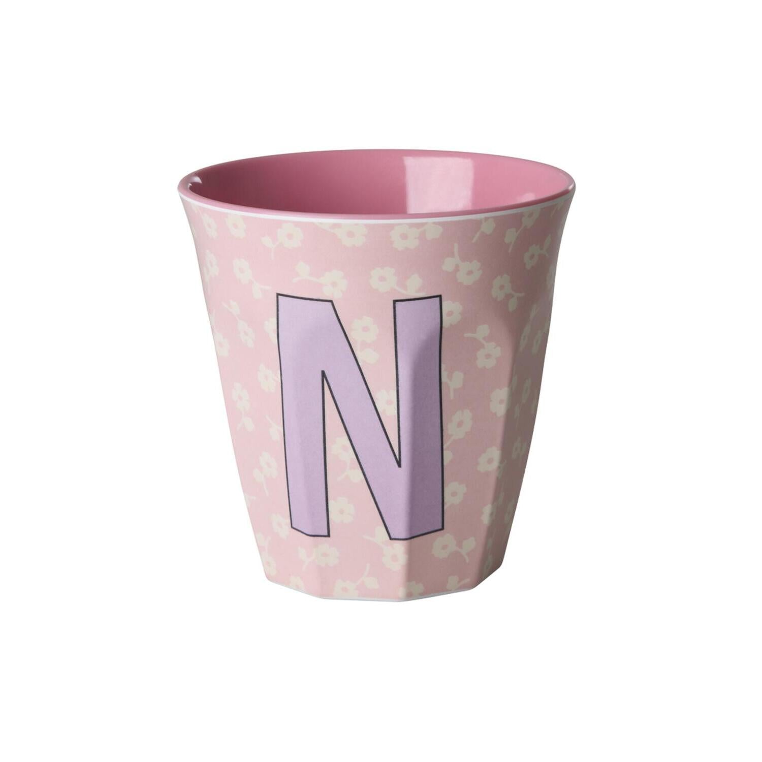 Melamin Becher "Buchstabe N - Flowers" - M (Bunt)