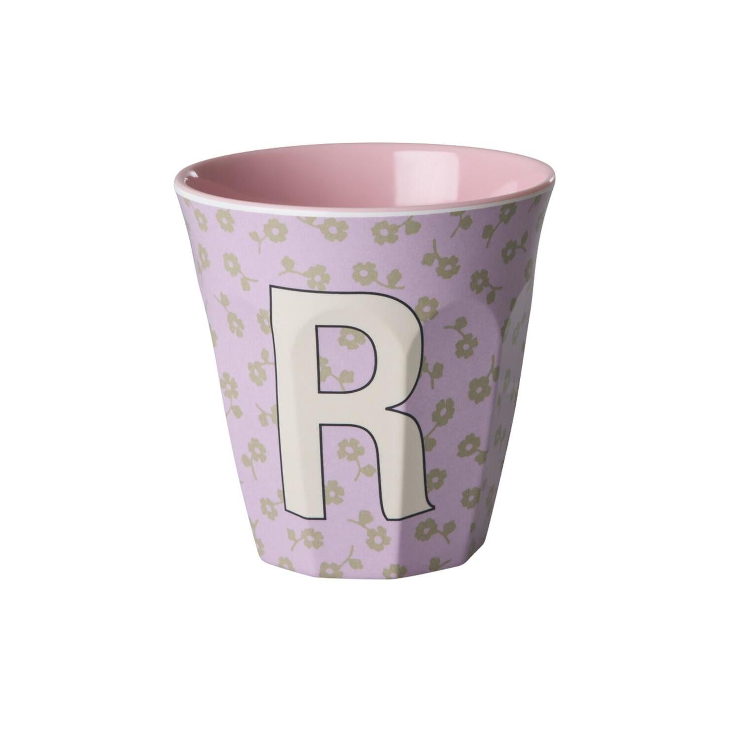 Melamin Becher "Buchstabe R - Flowers" - M (Bunt)