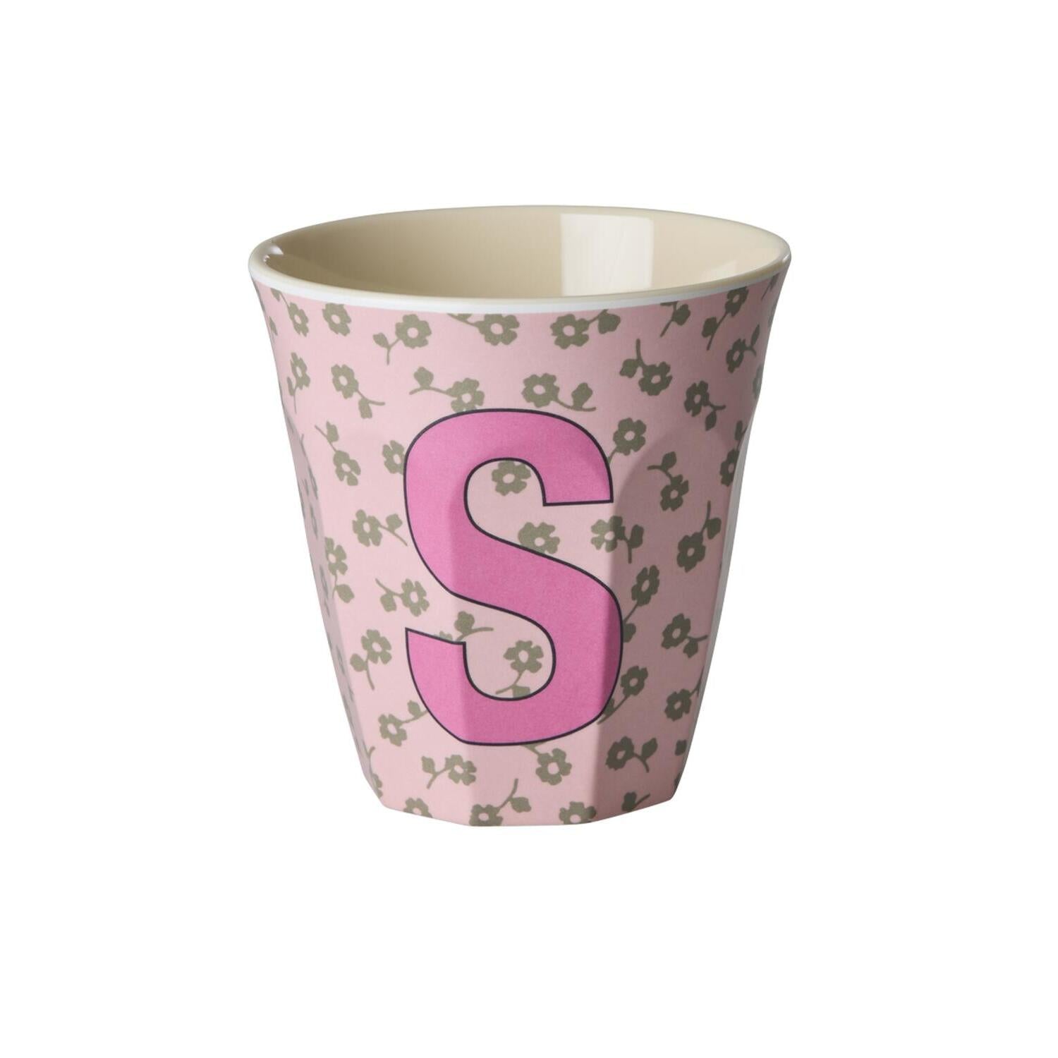 Melamin Becher "Buchstabe S - Flowers" - M (Bunt)