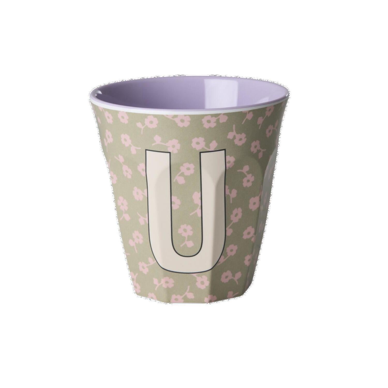 Melamin Becher "Buchstabe U - Flowers" - M (Bunt)
