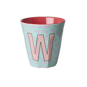 Melamin Becher "Buchstabe W - Flowers" - M (Bunt)