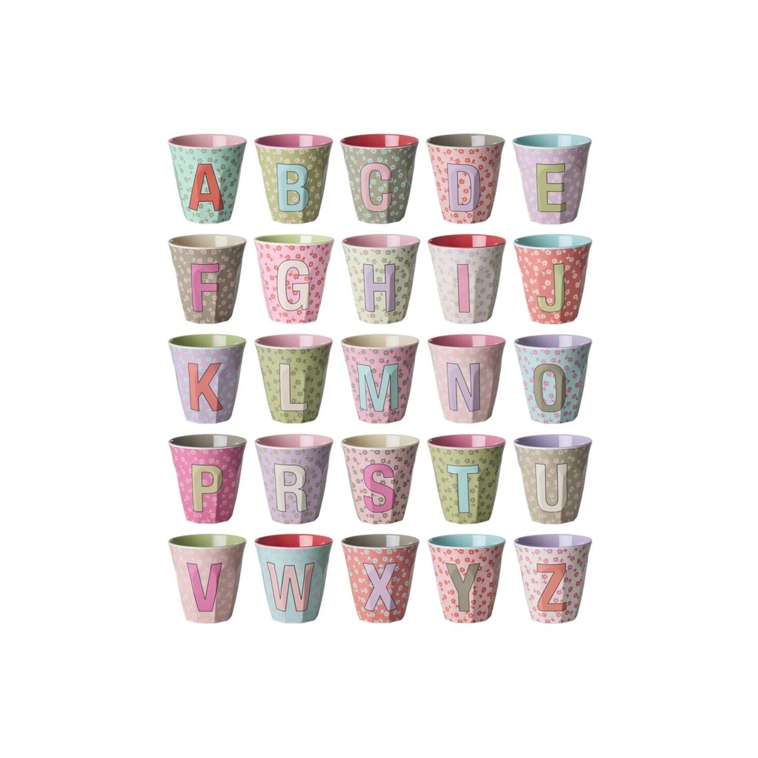 Melamin Becher "Buchstabe H - Flowers" - M (Bunt)
