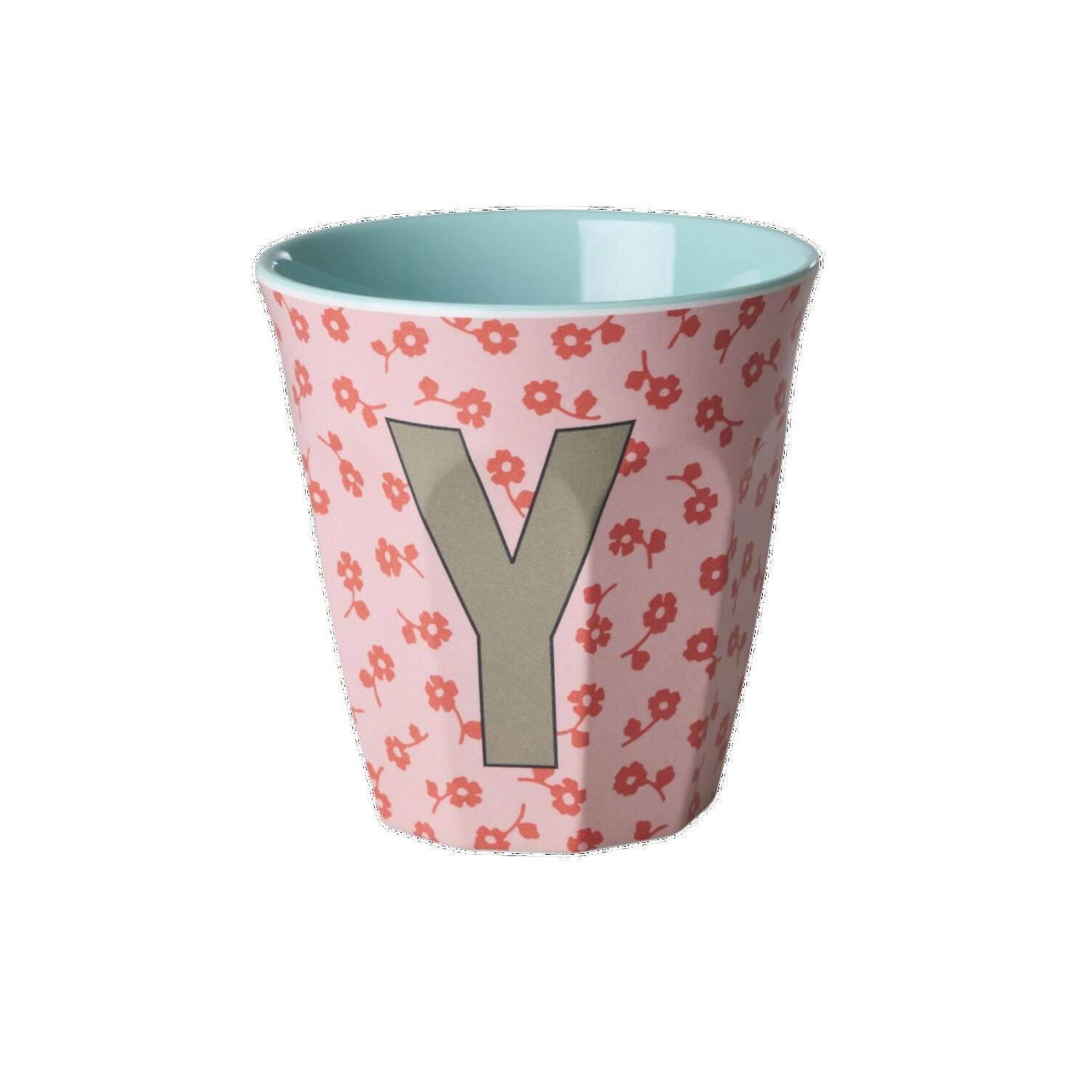 Melamin Becher "Buchstabe Y - Flowers" - M (Bunt)
