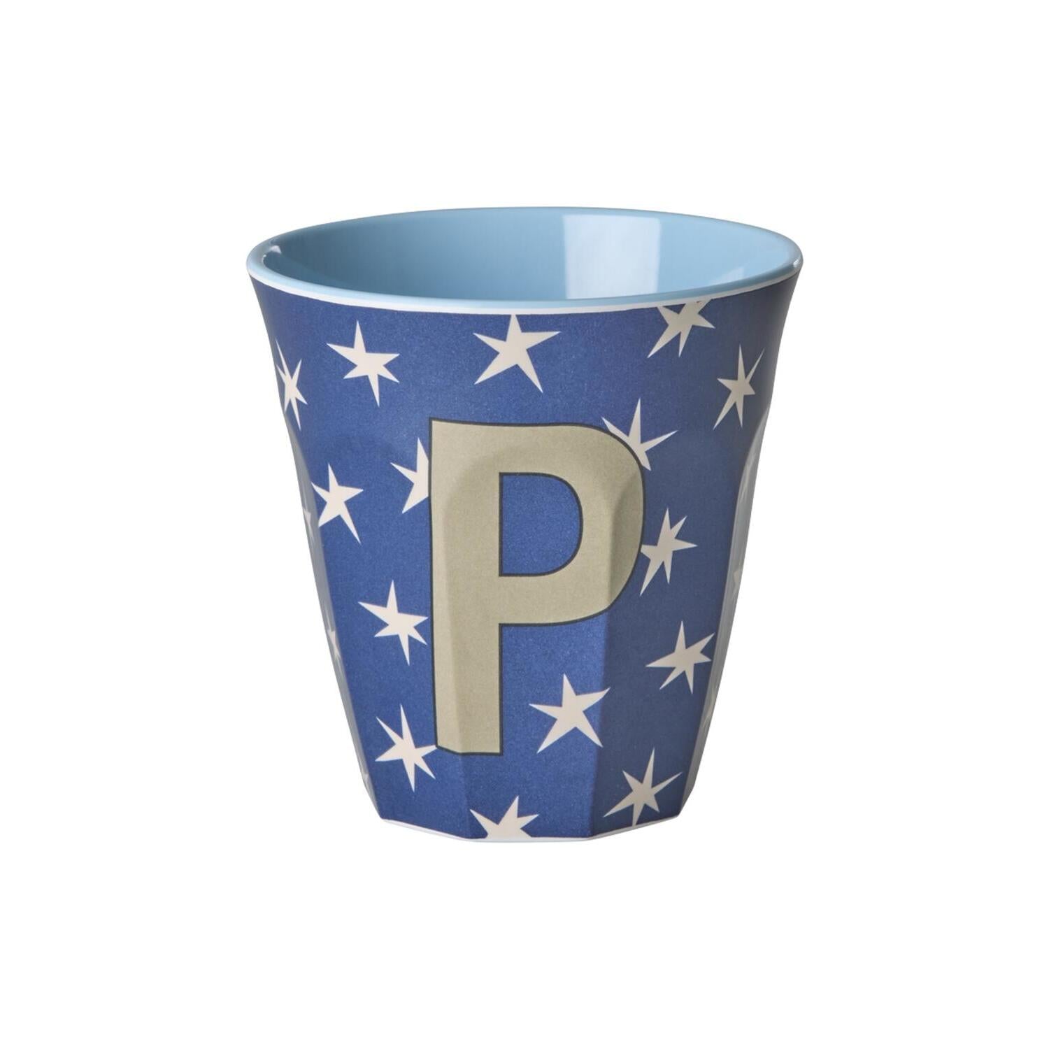Melamin Becher "Buchstabe P - Stars" - M (Bunt)