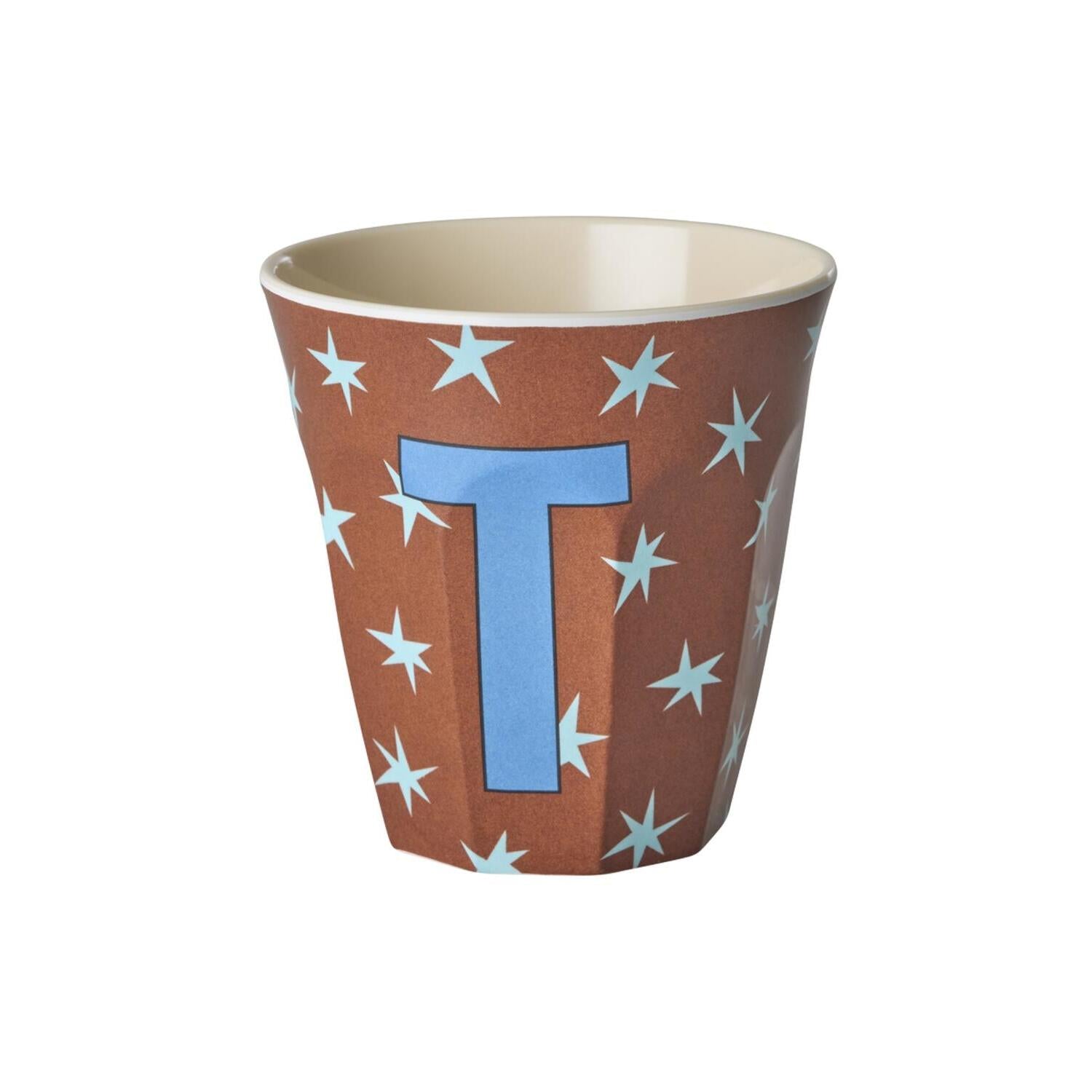 Melamin Becher "Buchstabe T - Stars" - M (Bunt)