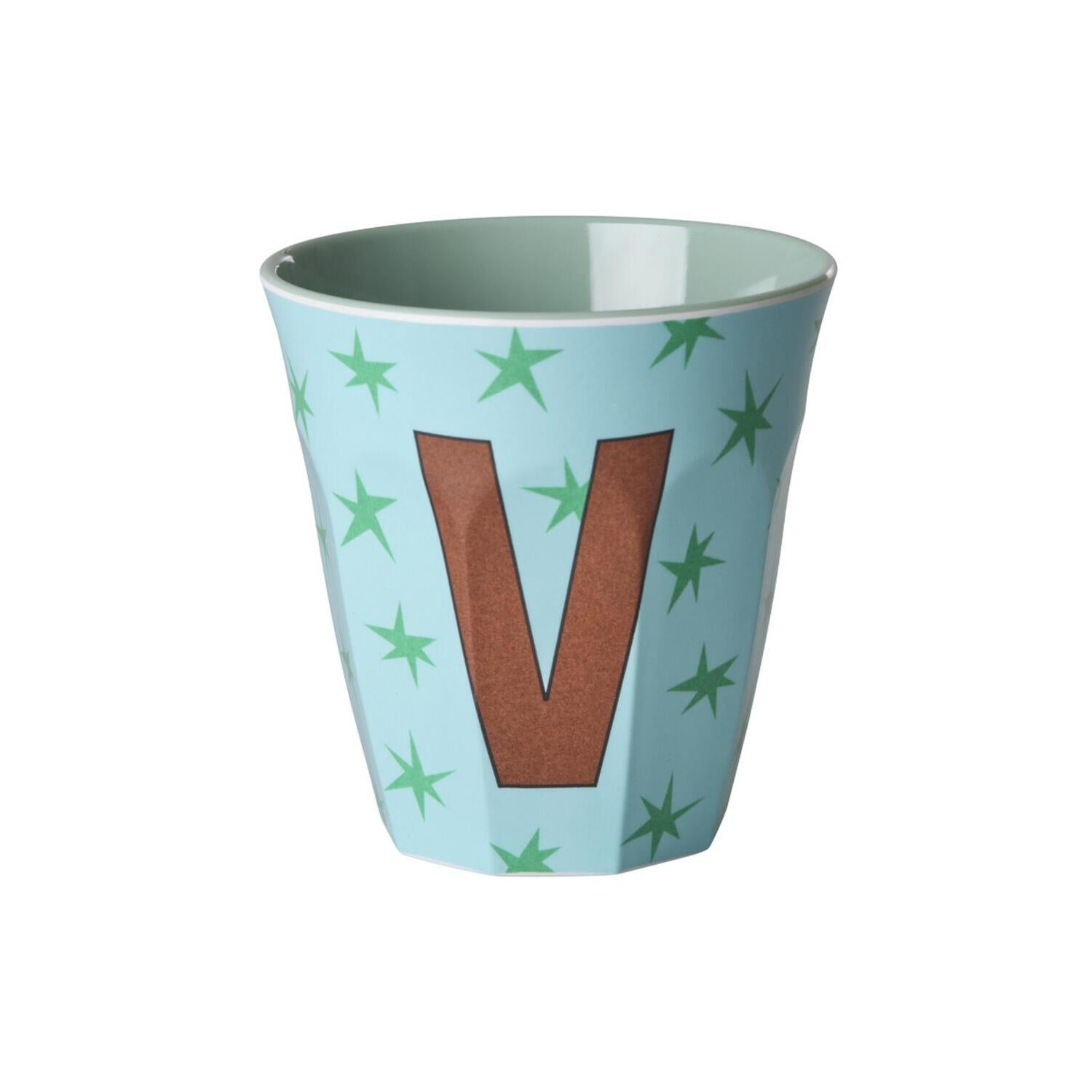 Melamin Becher "Buchstabe V - Stars" - M (Bunt)
