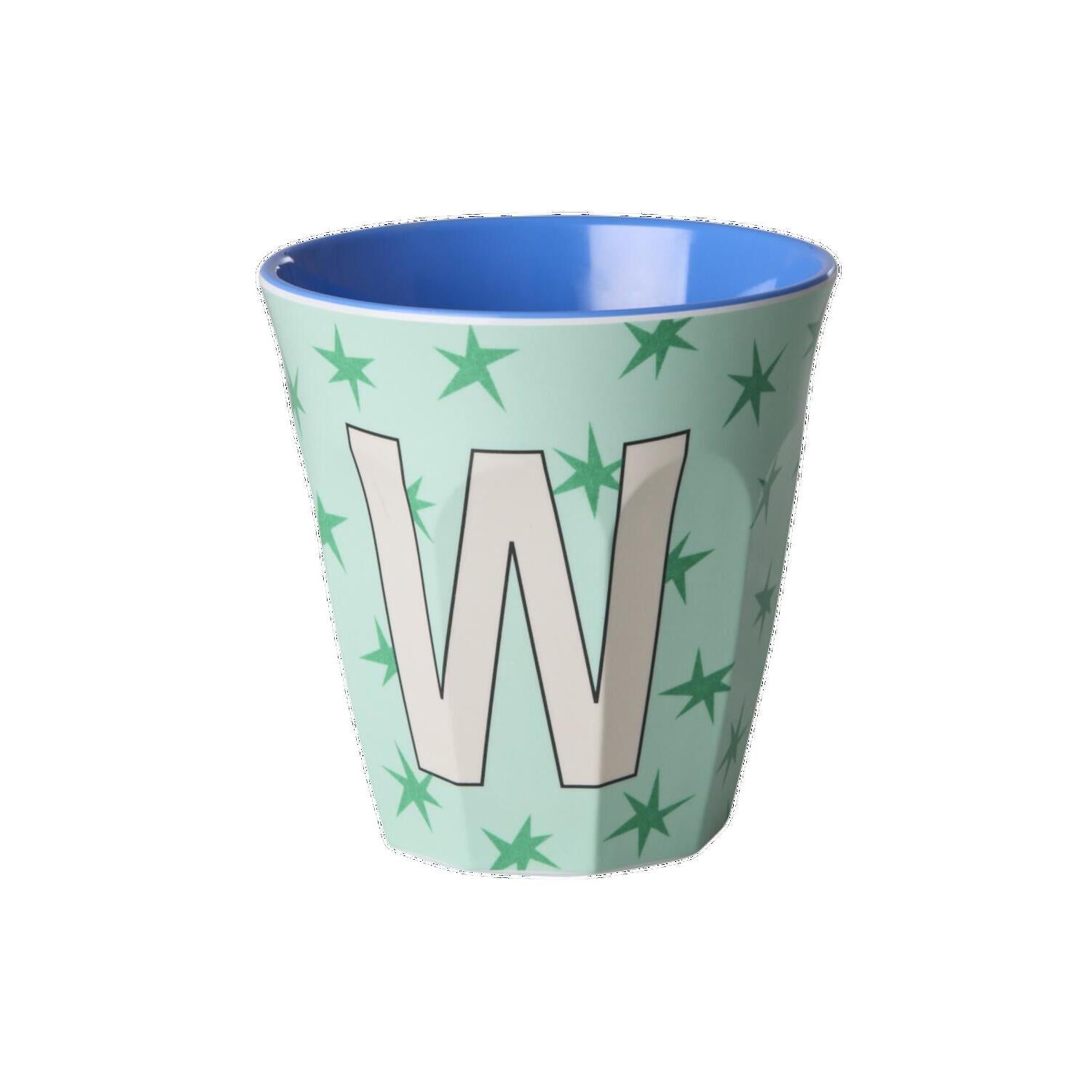 Melamin Becher "Buchstabe W - Stars" - M (Bunt)