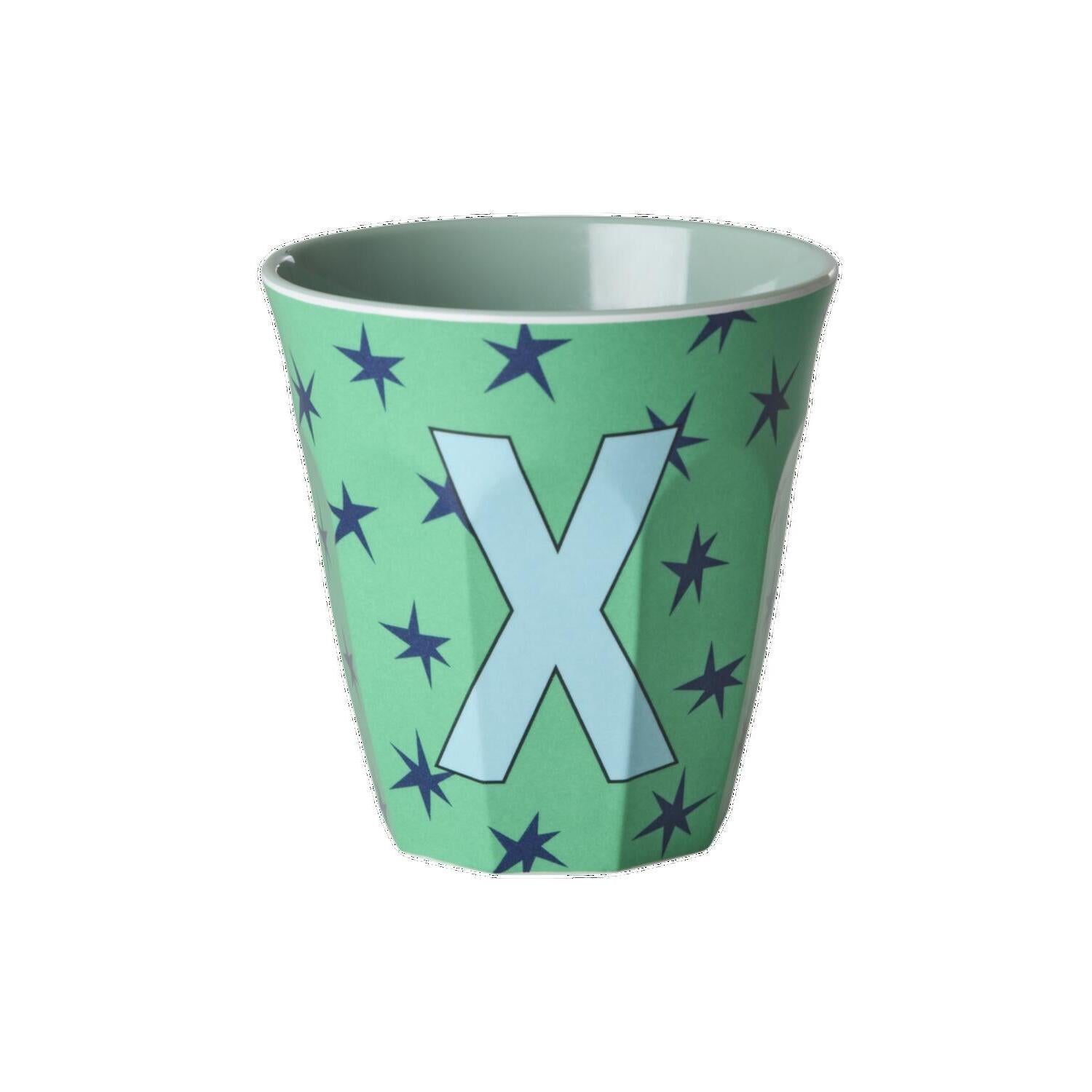 Melamin Becher "Buchstabe X - Stars" - M (Bunt)
