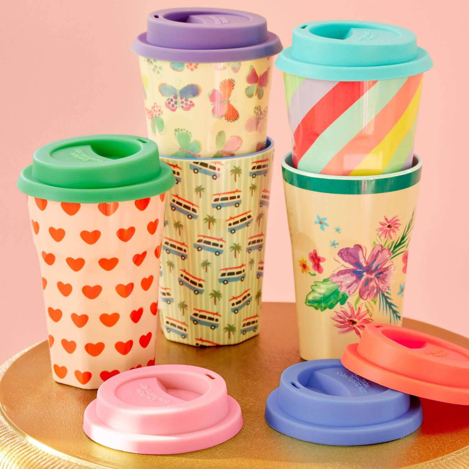 Silikondeckel für Melamin Becher L im 3er-Set Pink, Rosa, Lila