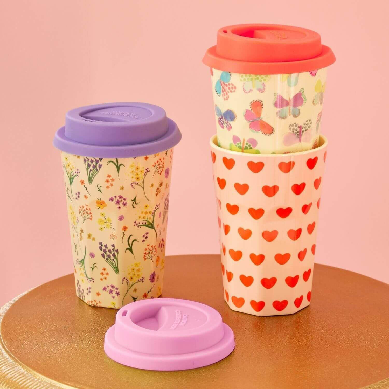 Silikondeckel für Melamin Becher L im 3er-Set Pink, Rosa, Lila