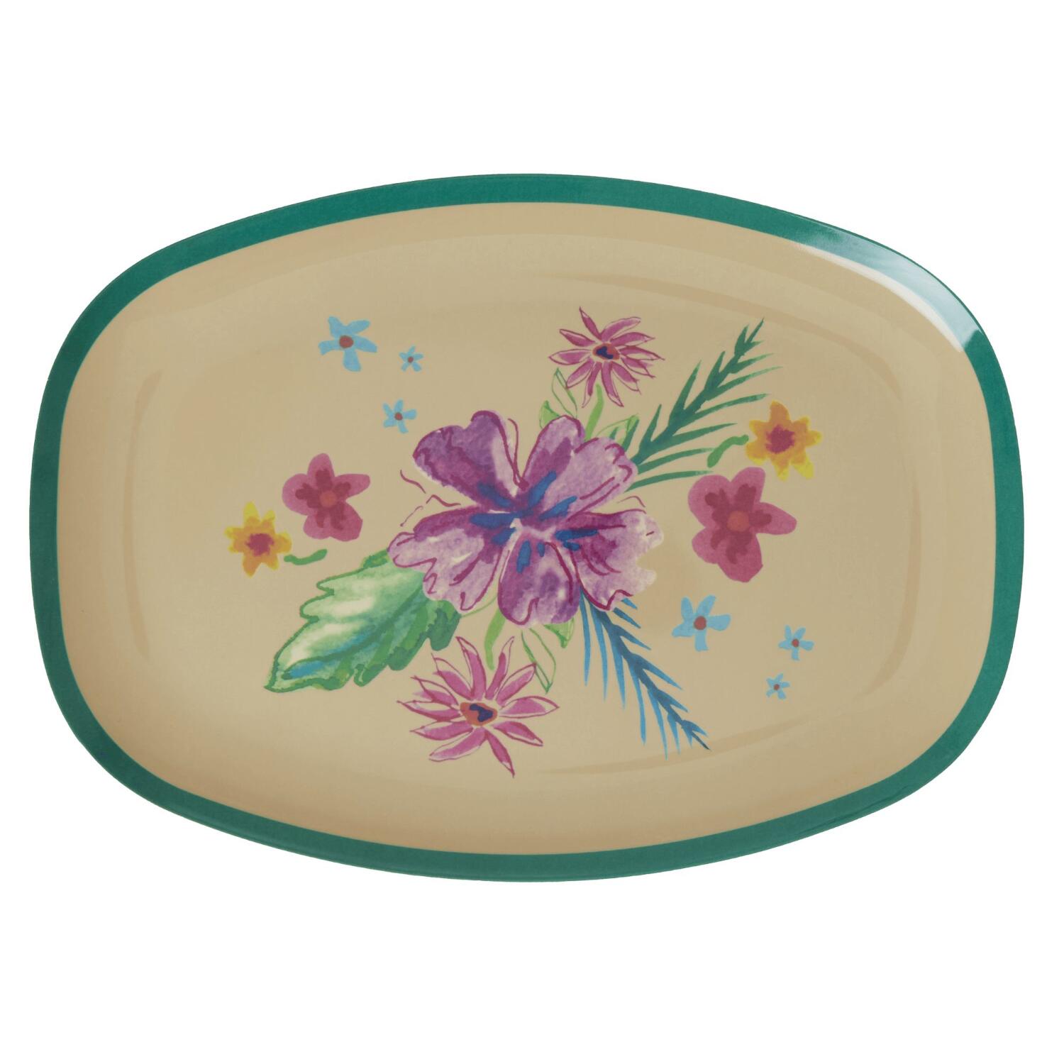 Melamin Platte rechteckig "Arda Bloom" - 30x22 cm (Bunt)