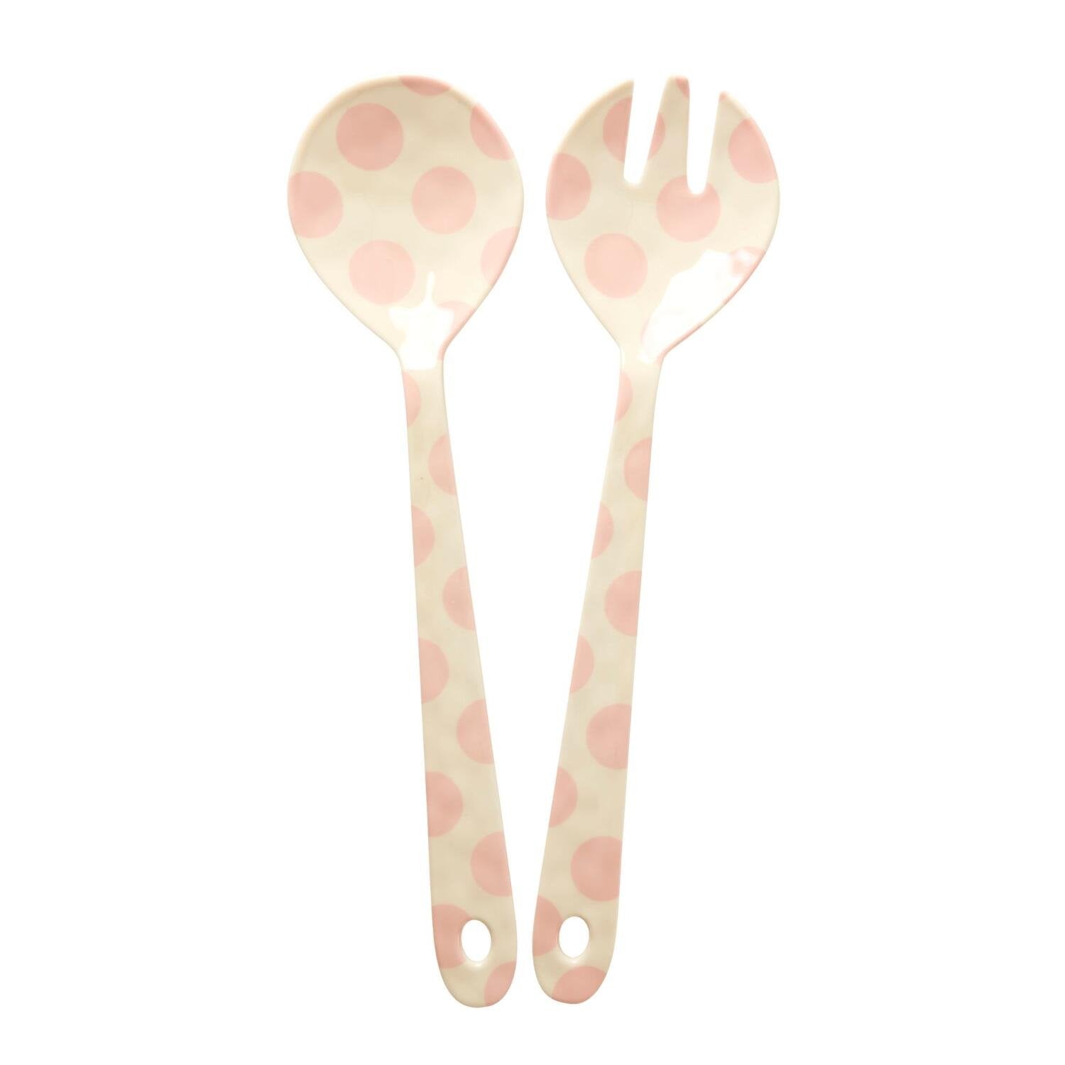 Melamin Salatbesteck "Dots" (Pink) Rice