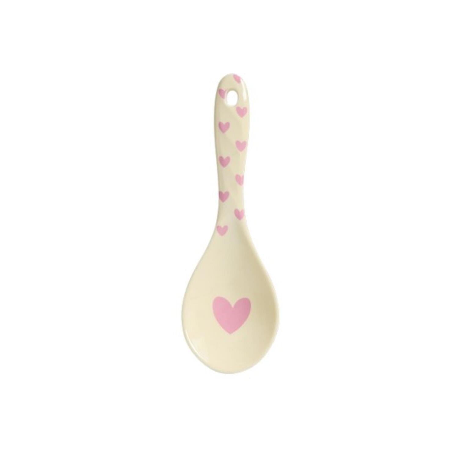 Melamin Salatlöffel "Favorite Hearts Print" - 21x6,5 cm (Dark Pink) Rice