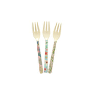 Melamin Kuchengabeln im 3er-Set "Flower Prints" (Bunt)