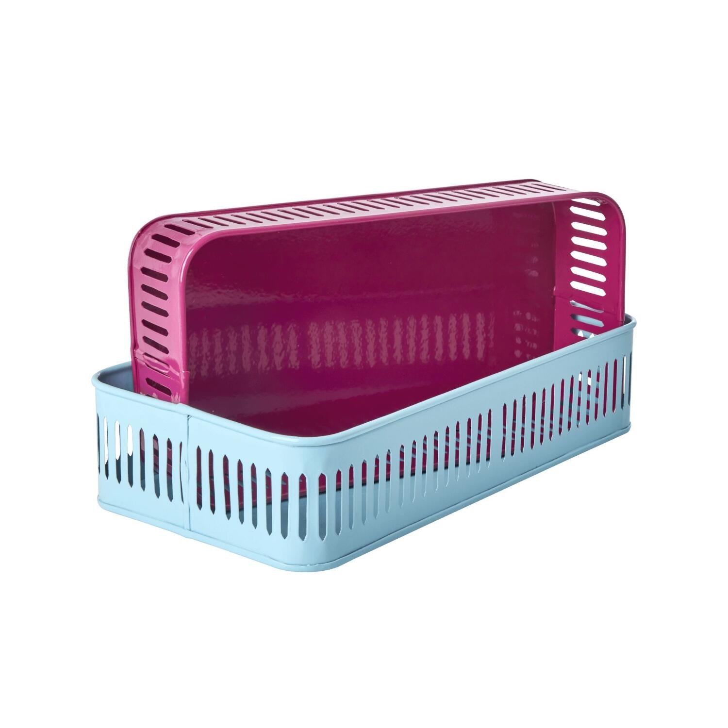 Tablett aus Metall im 2er-Set - 34,5x18x7,5 cm (Mint/Soft Plum) Rice