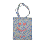 Einkaufstasche "FLOWER & Happy Earth Print" (Blau)