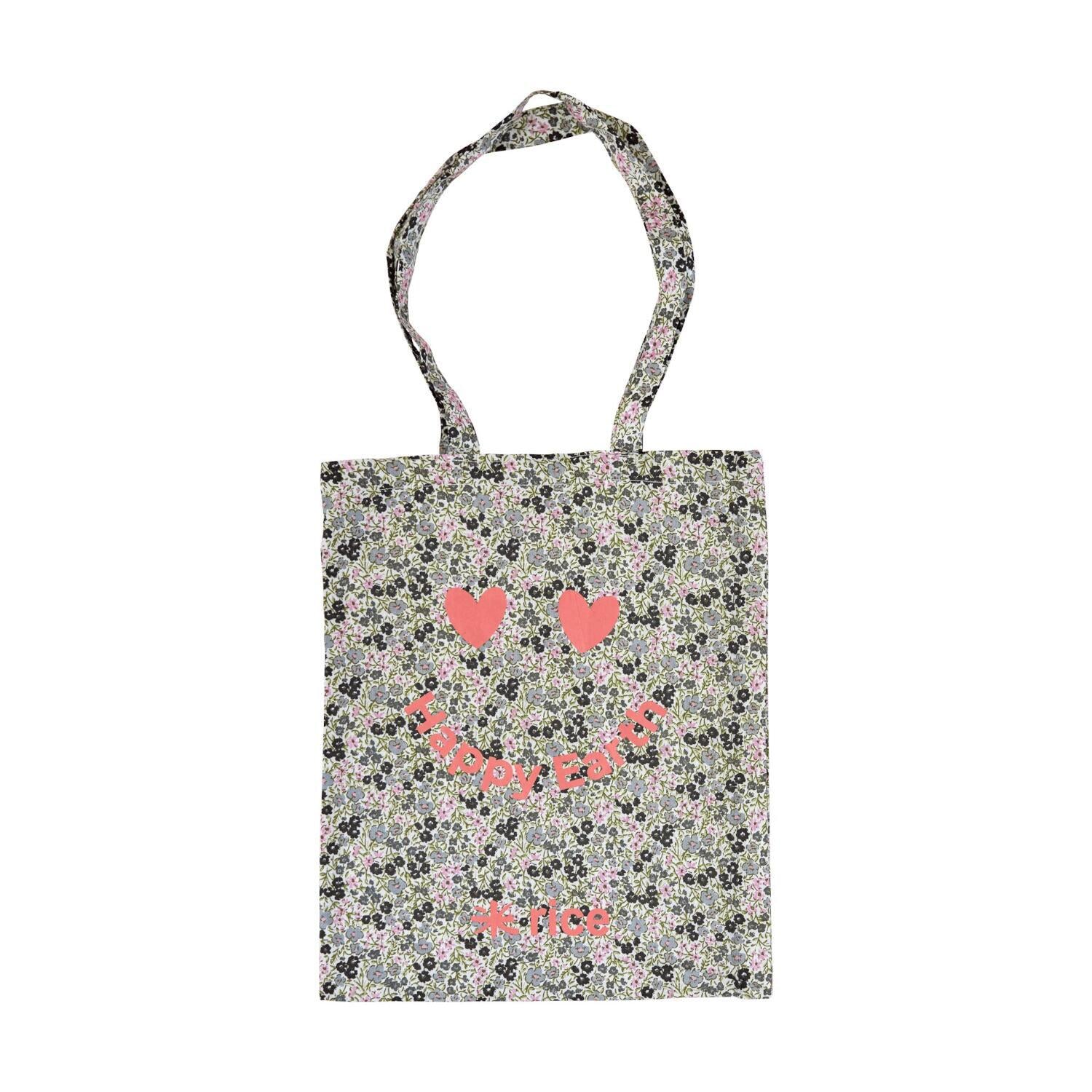 Einkaufstasche "FLOWER & Happy Earth Print" (Grün)