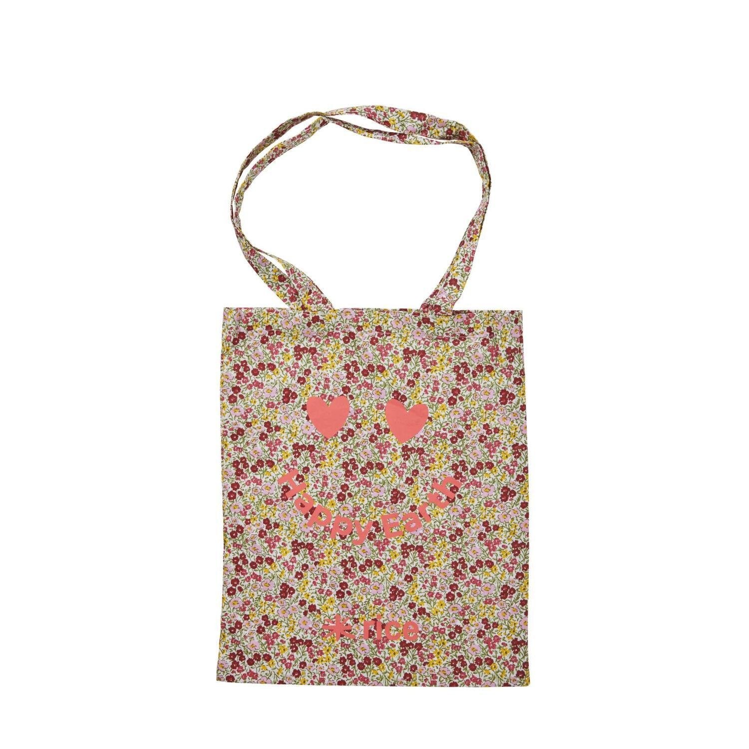 Einkaufstasche "FLOWER & Happy Earth Print" (Rot)