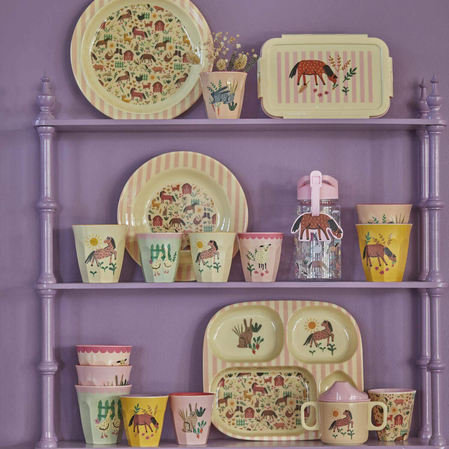 Melamin Schnabeltasse "Farm Print" (Soft Pink) Rice