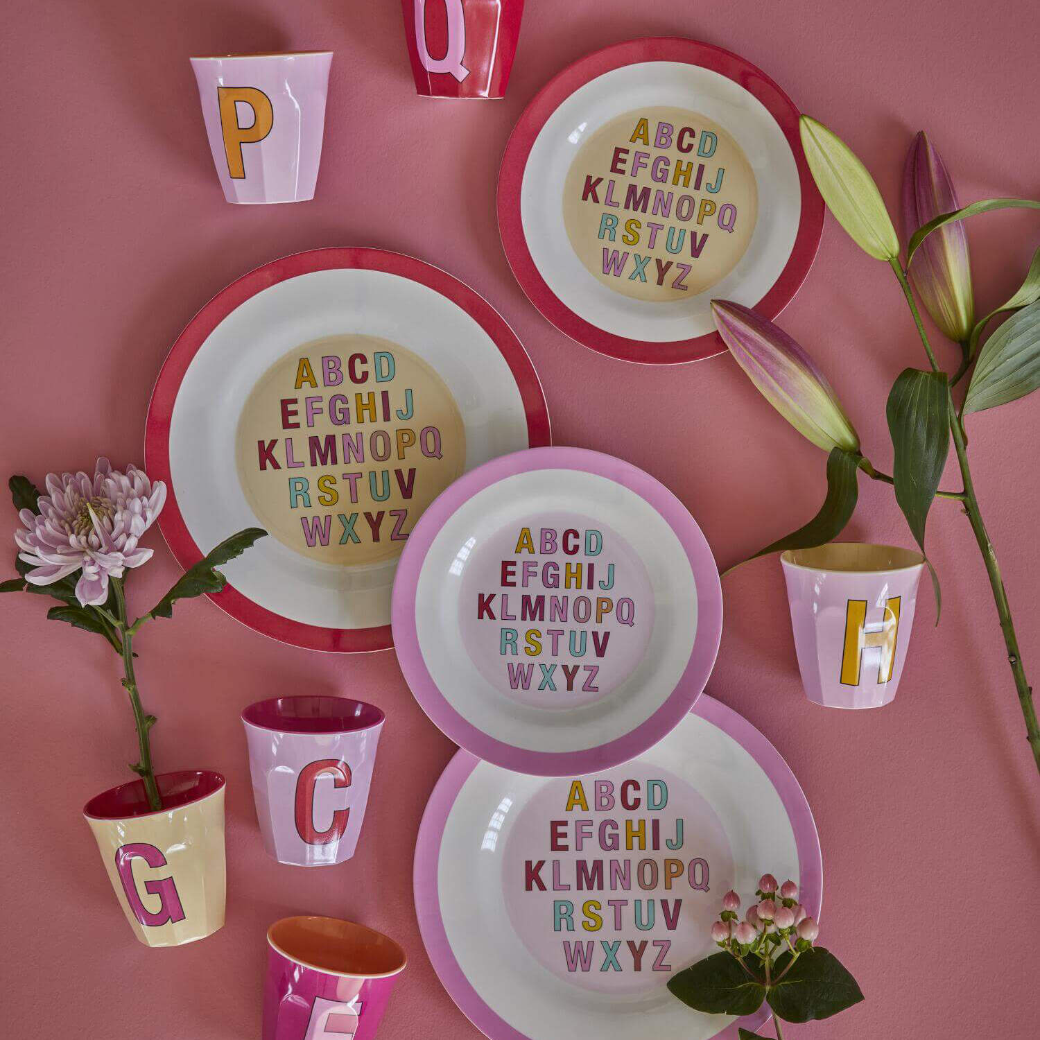 Melamin Frühstücksteller "Alphabet" (Rot)