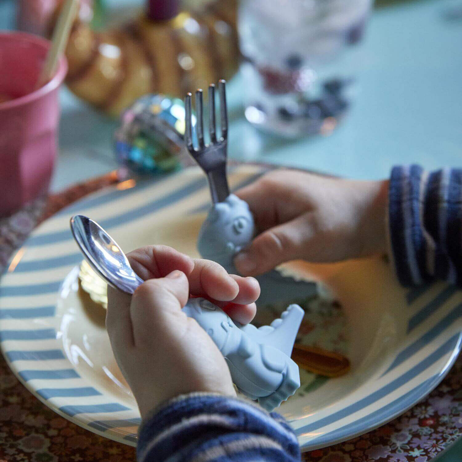 Kinderbesteck "Dino" (Blau)