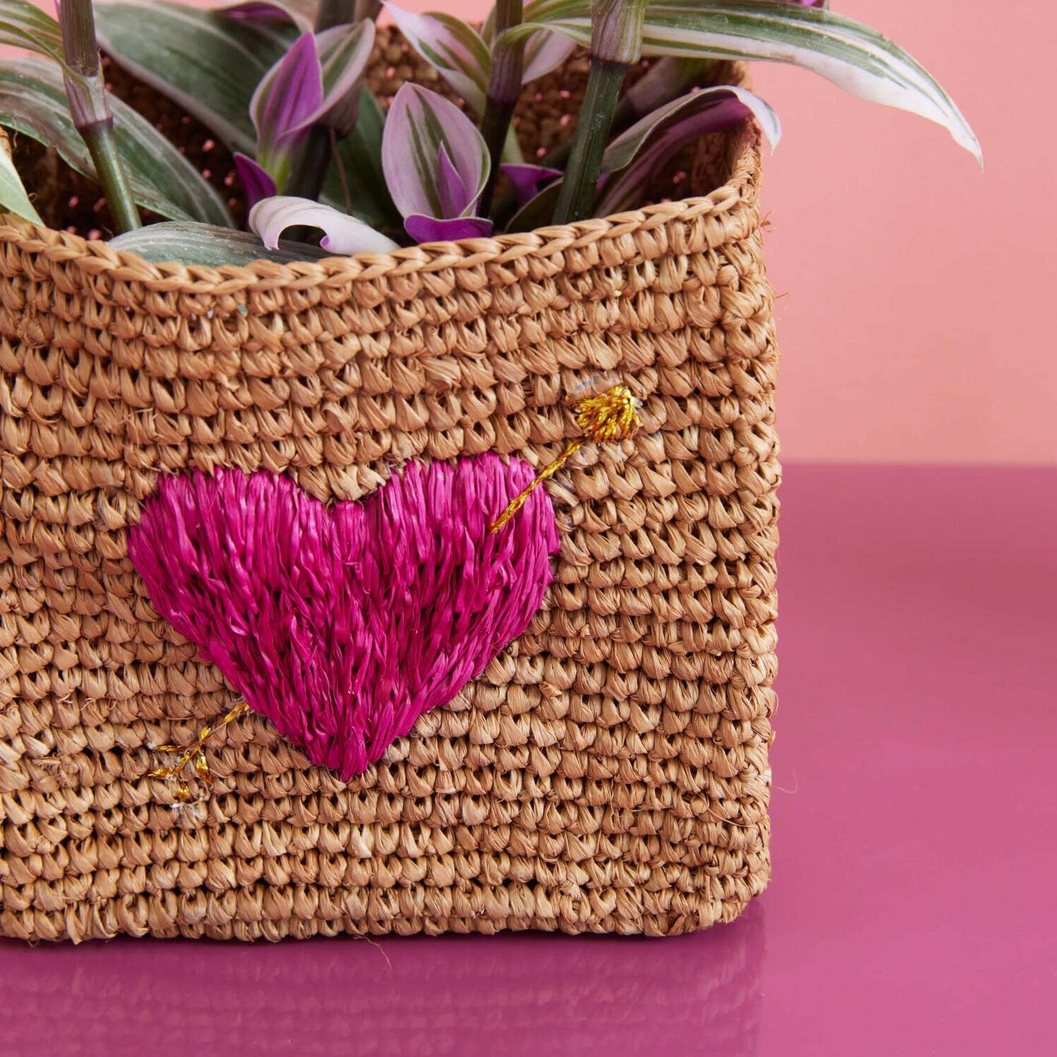 Aufbewahrungskorb quadratisch "Raffia - Red Heart" im 2er-Set - S & L (Tea)