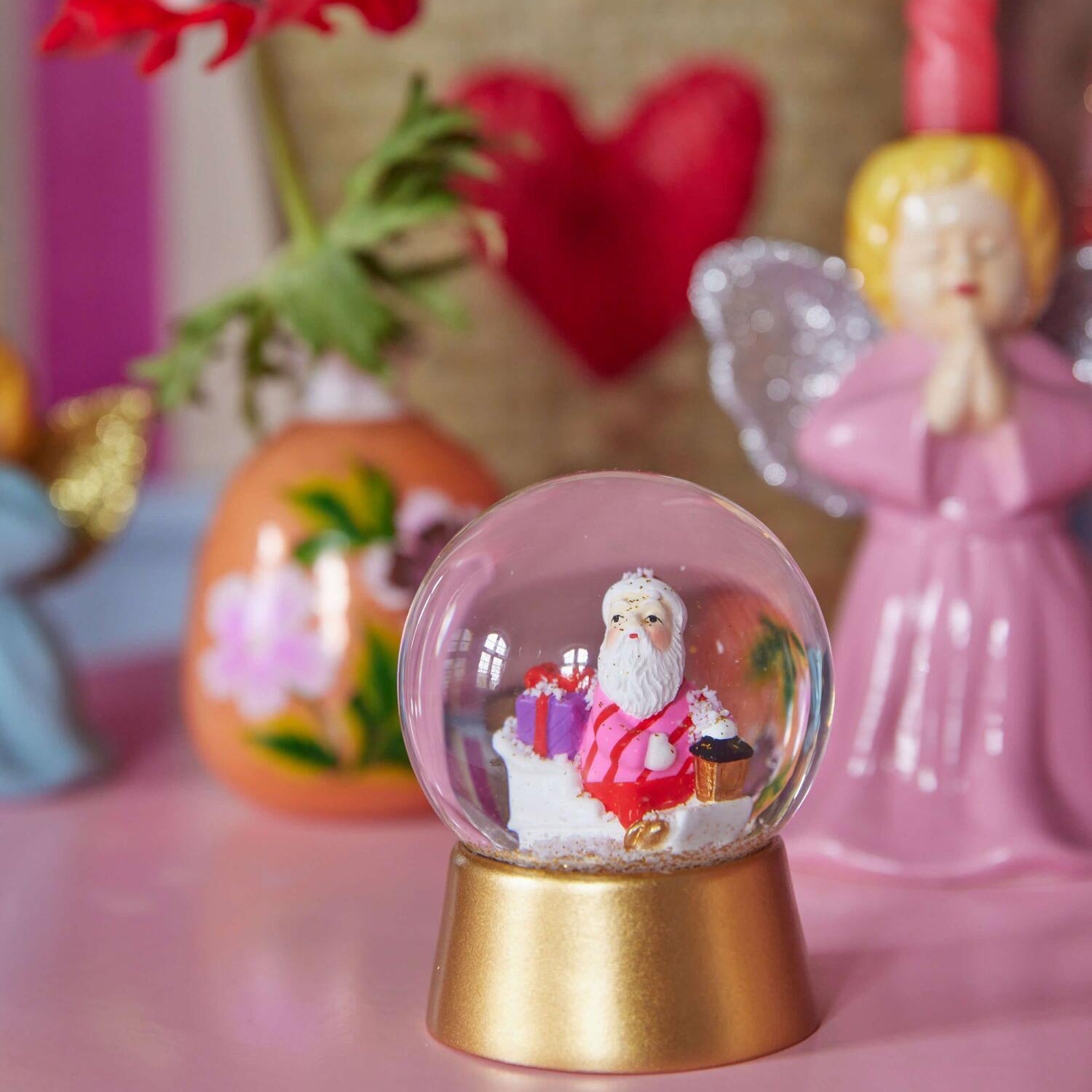 Schneekugel "Xmas Santa" - 11,5x14,5 cm (Gold) Rice