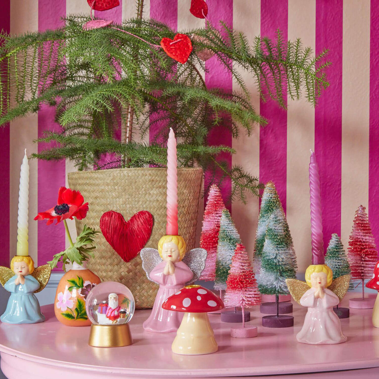 Deko-Set "Christmas Tree" im 3er-Set - 10x25 cm (Pink)