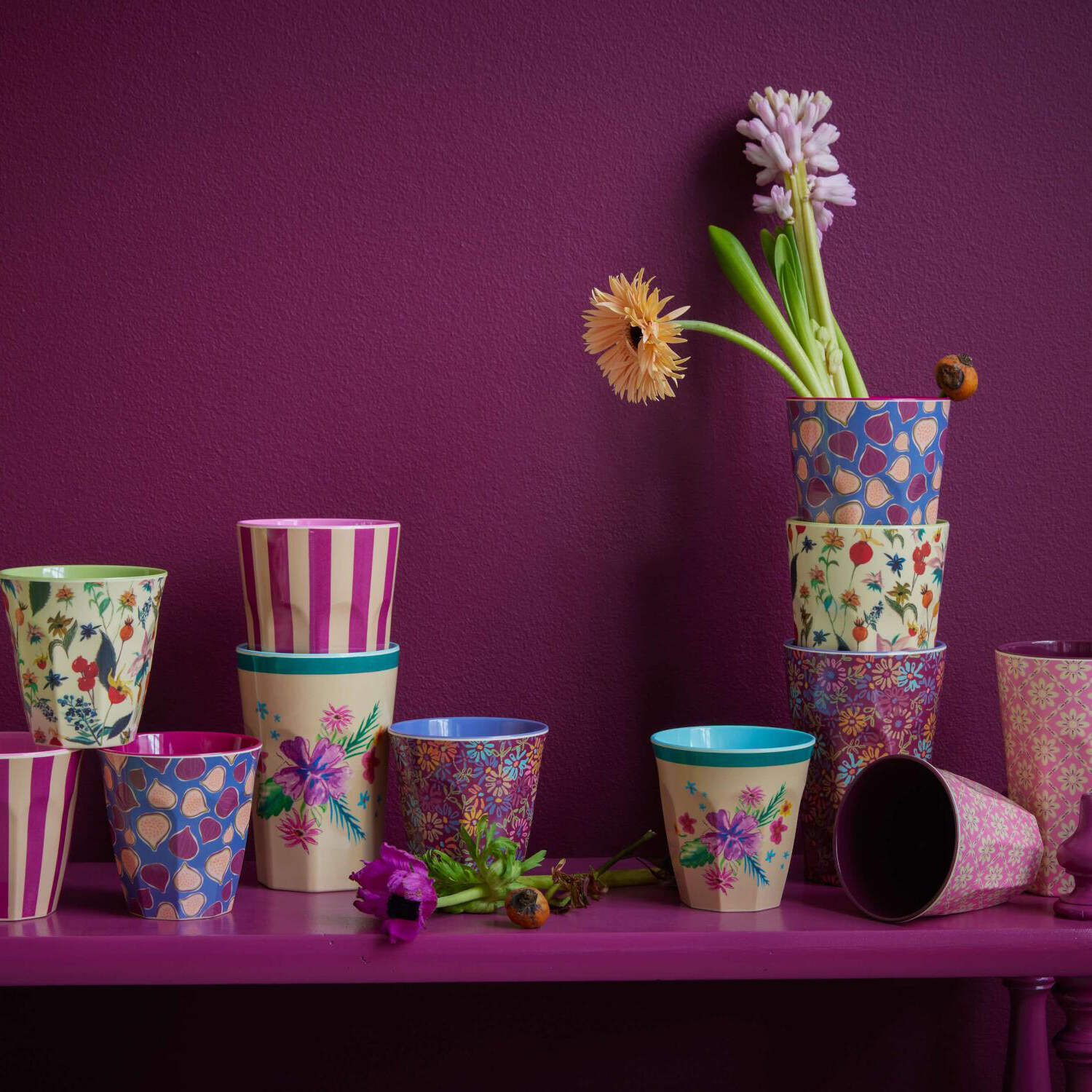 Melamin Becher "Arda Bloom" - M (Bunt)