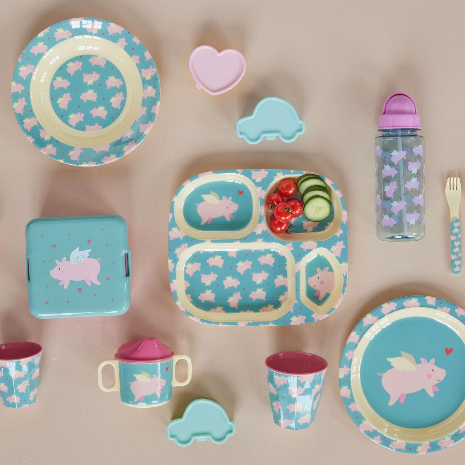 Melamin Baby Becher "Flying Pig" (Bunt)