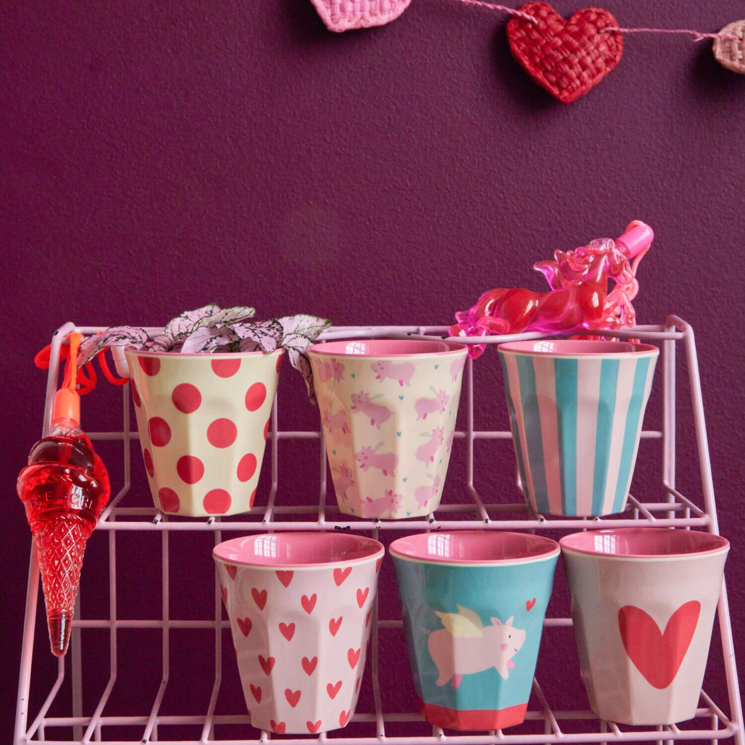 Melamin Becher "Flying Pig" im 6er-Set in Geschenkbox - S (Bunt)