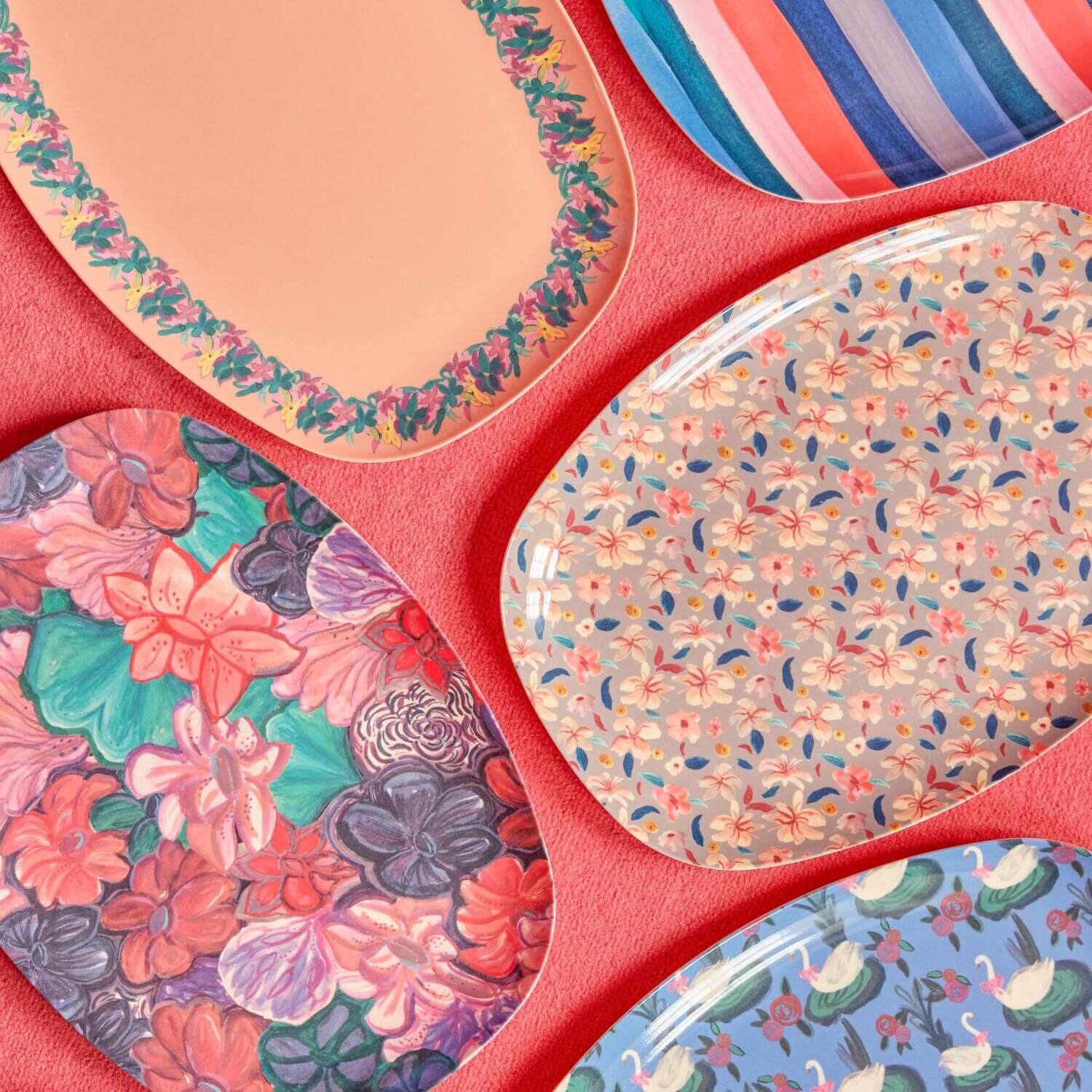 Melamin Platte rechteckig "Sandy Flower" (Bunt) Rice