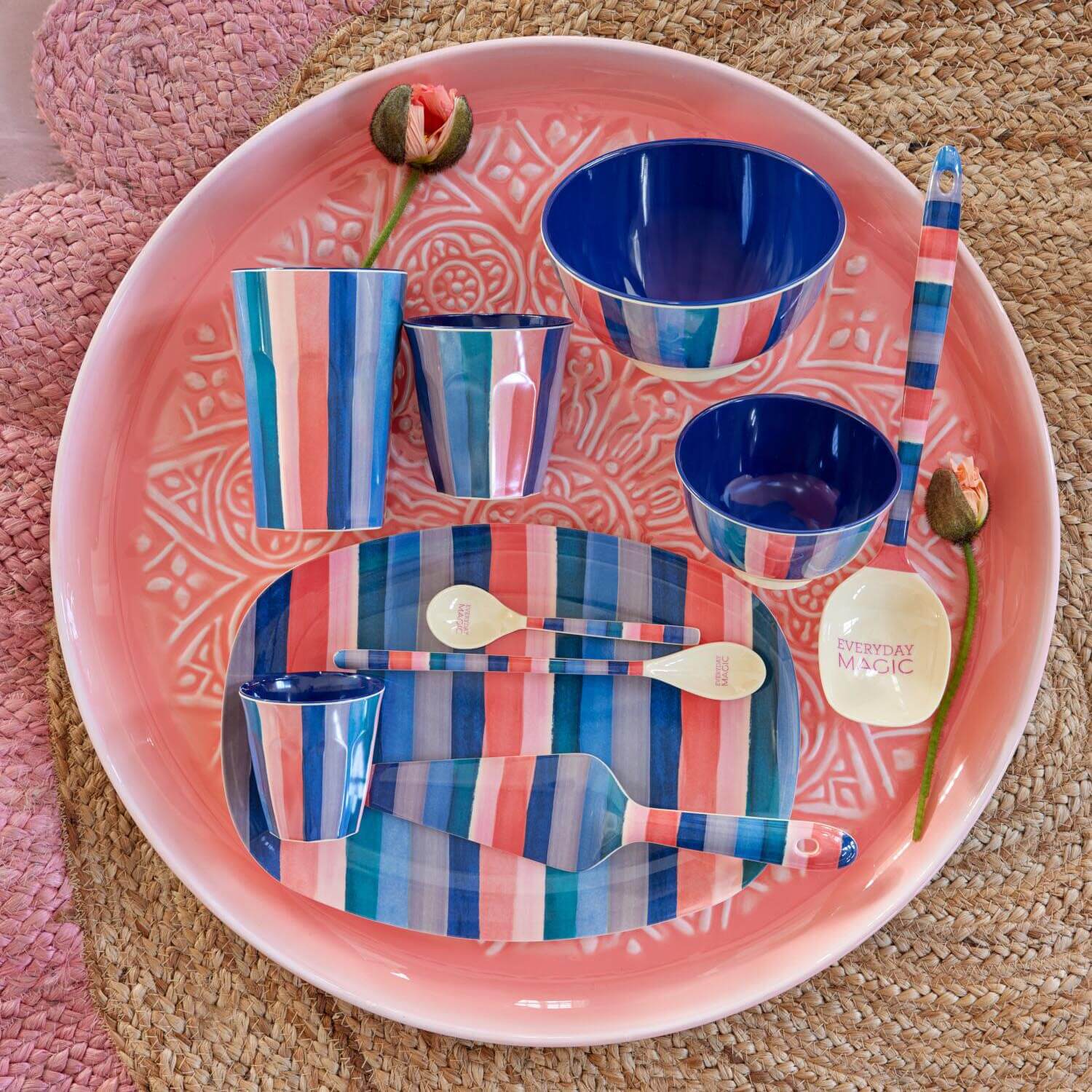 Melamin Platte rechteckig "N.Y. Stripe" (Bunt) Rice